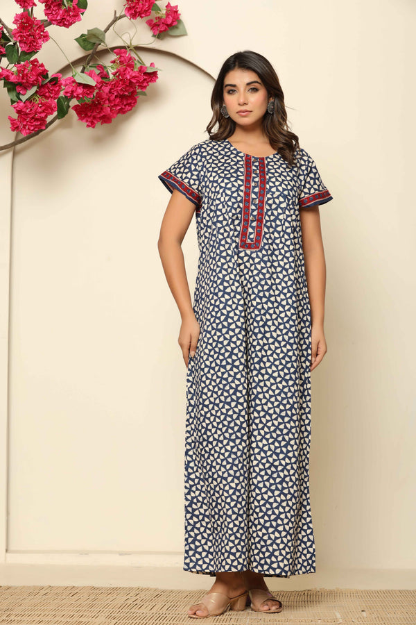 Blue Essential Button-Up Nighty