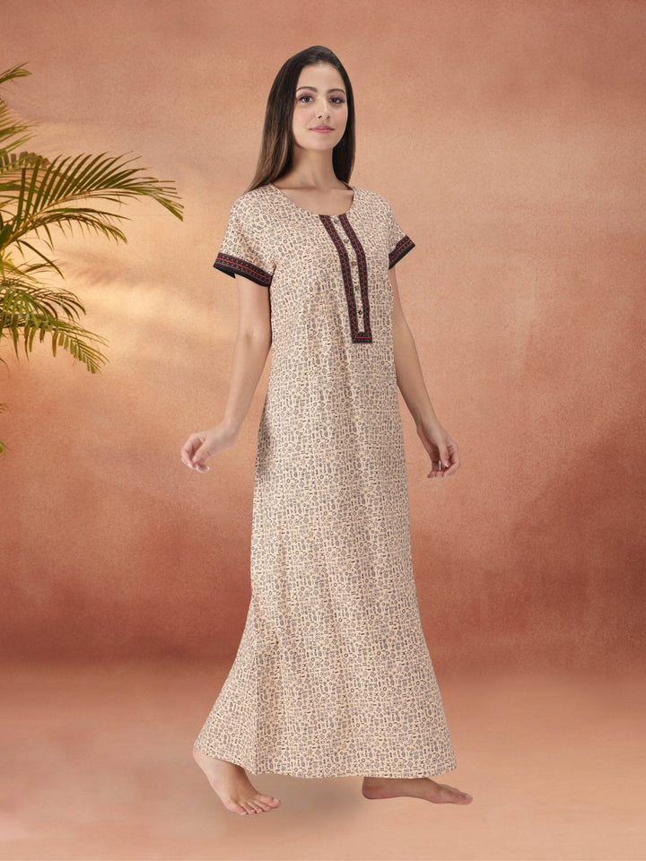 Beige Essential Button-Up Nighty - nihsamah