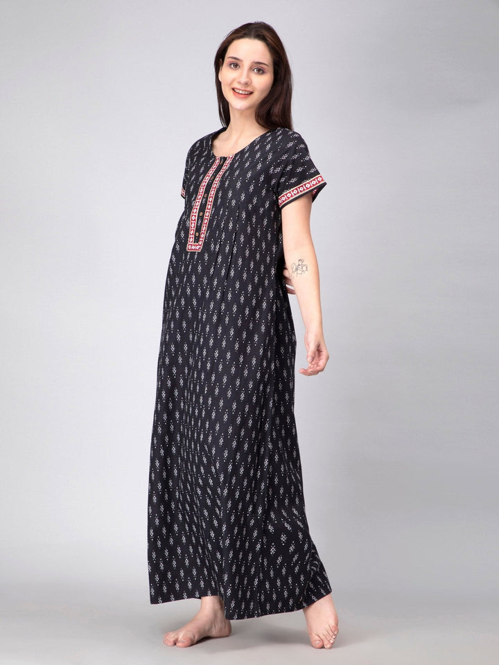 Black Essential Button-Up Nighty - nihsamah