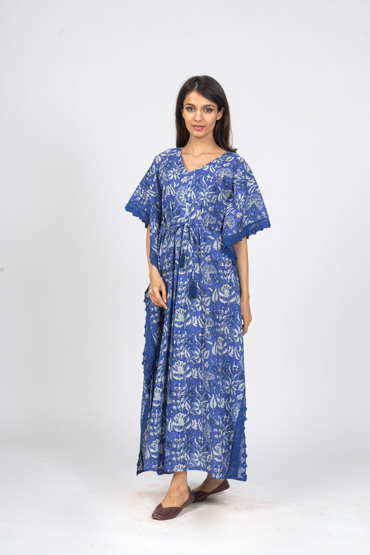 Indigo Long Kaftan - nihsamah