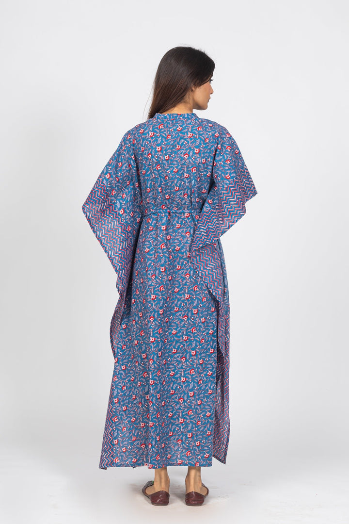 Blue Cotton Long Kaftan - nihsamah