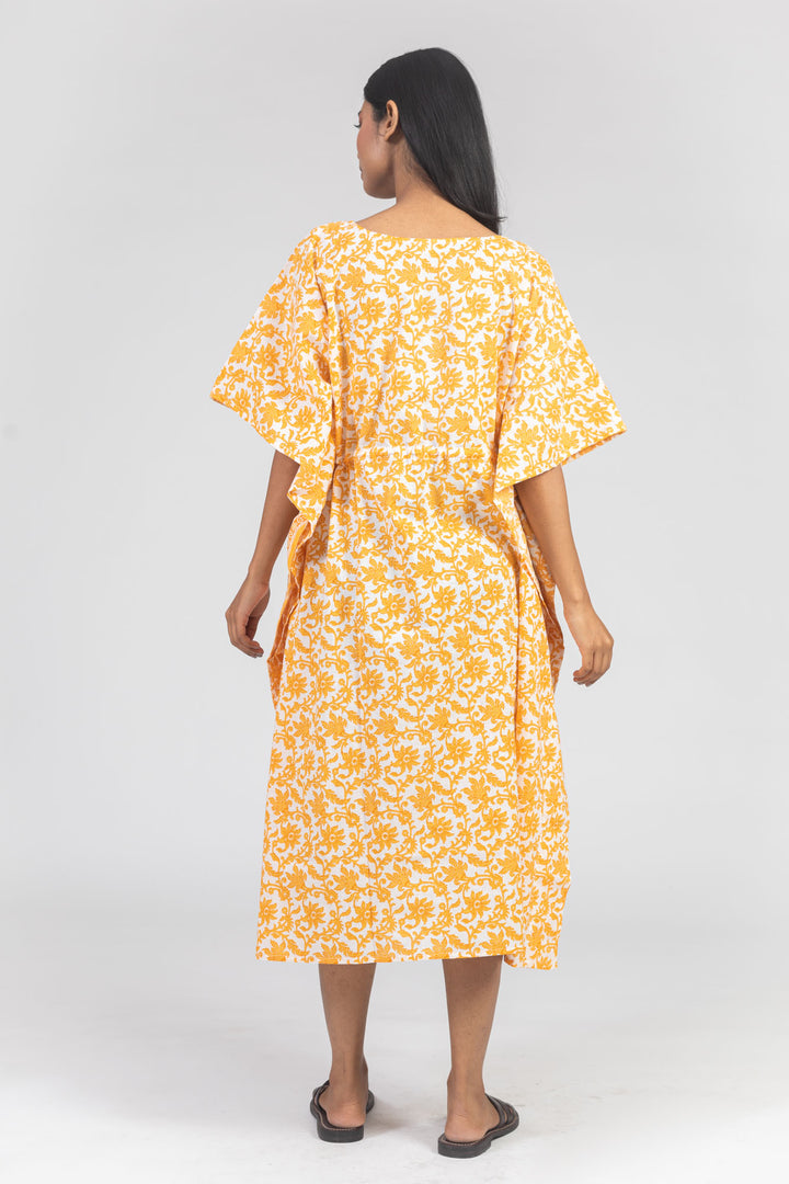 Yellow Kaftan Midi Kaftan - nihsamah