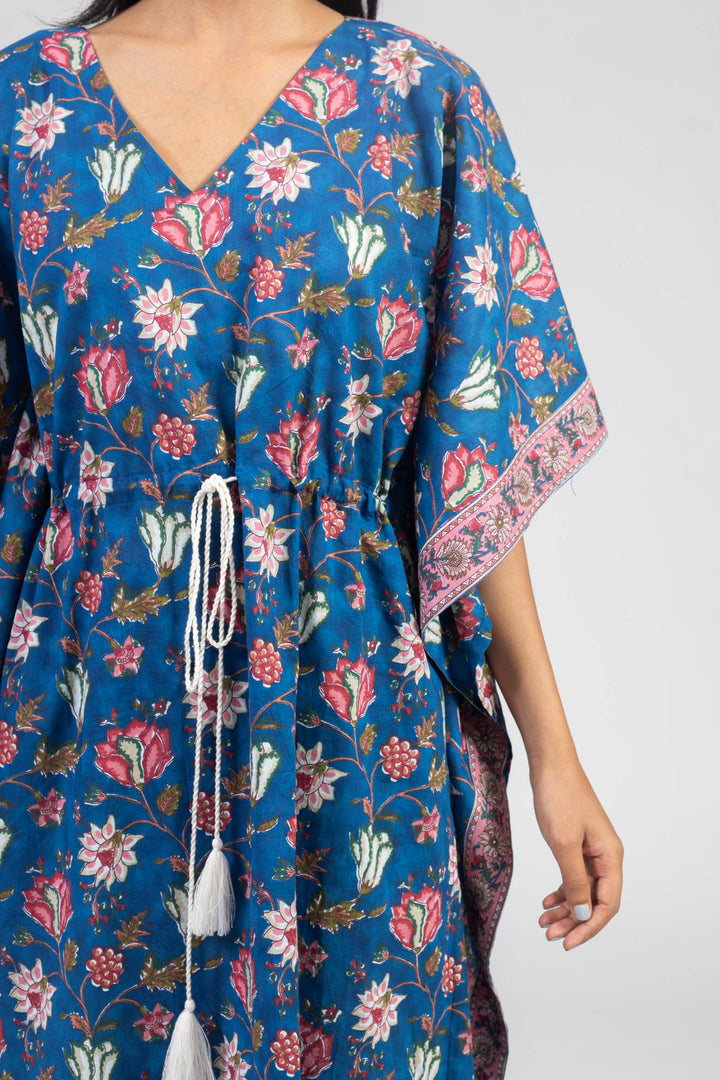 Blue Cotton Long Kaftan - nihsamah