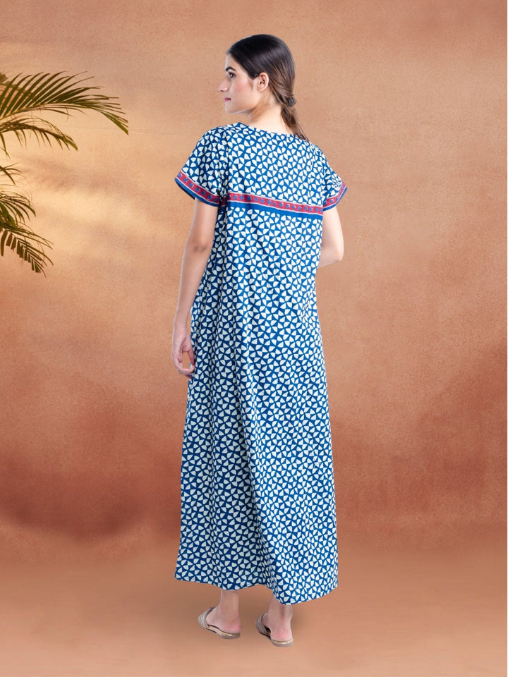 Blue Essential Button - Up Nighty - nihsamah