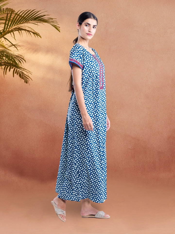 Blue Essential Button - Up Nighty - nihsamah