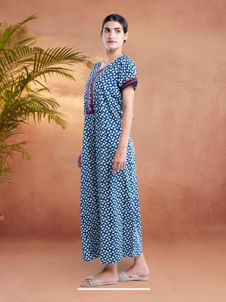 Blue Essential Button - Up Nighty - nihsamah