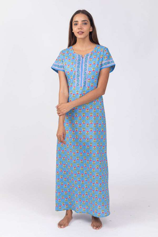 Blue Essential Slip-On Nighty - nihsamah