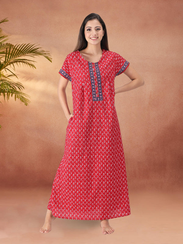 Red Essential Button-Up Nighty