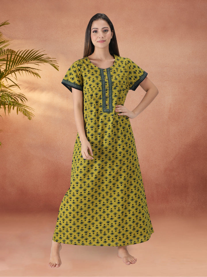 Green Essential Button-Up Nighty - nihsamah