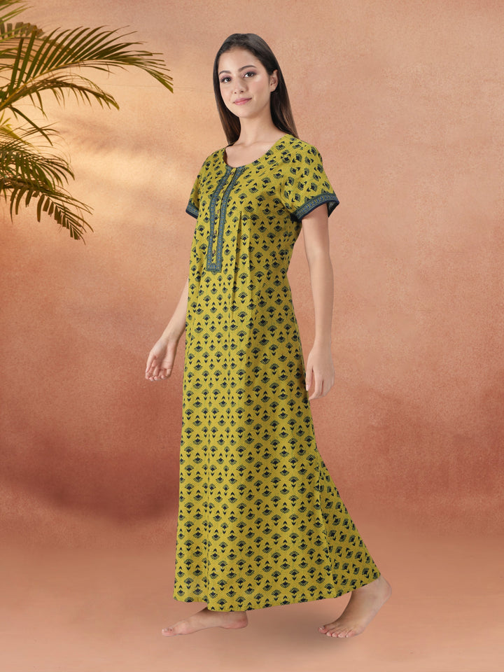 Green Essential Button-Up Nighty - nihsamah