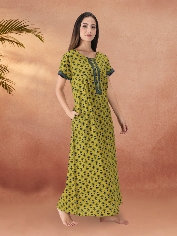 Green Essential Button-Up Nighty - nihsamah