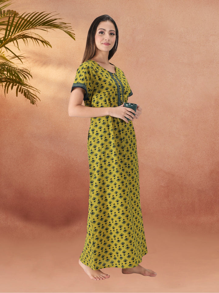 Green Essential Button-Up Nighty - nihsamah