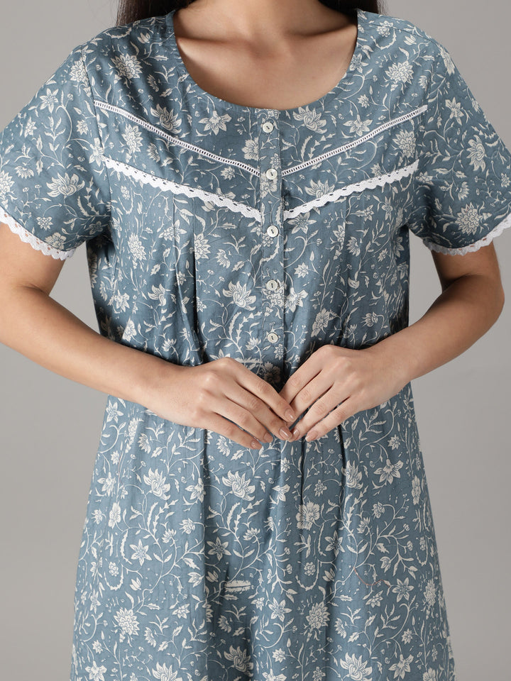 Greyish Premium Frills & Laces Nighty-nihsamah