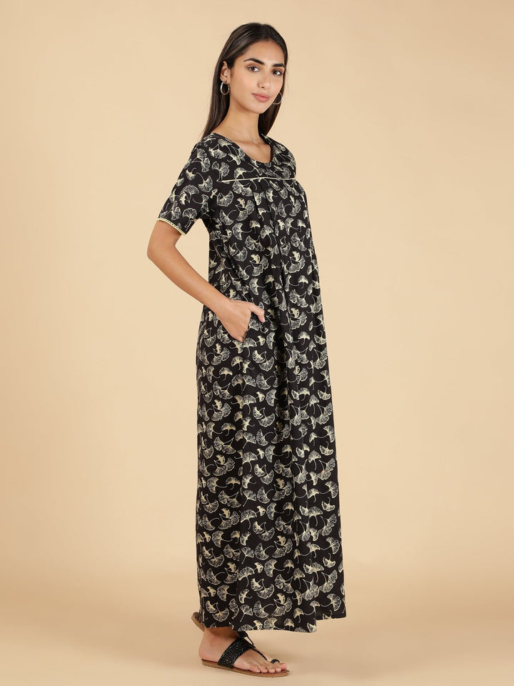 Black Maternity Nighty - nihsamah