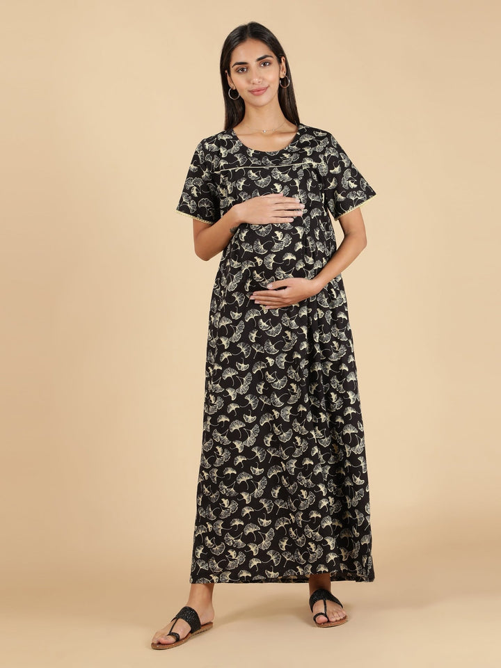 Black Maternity Nighty - nihsamah