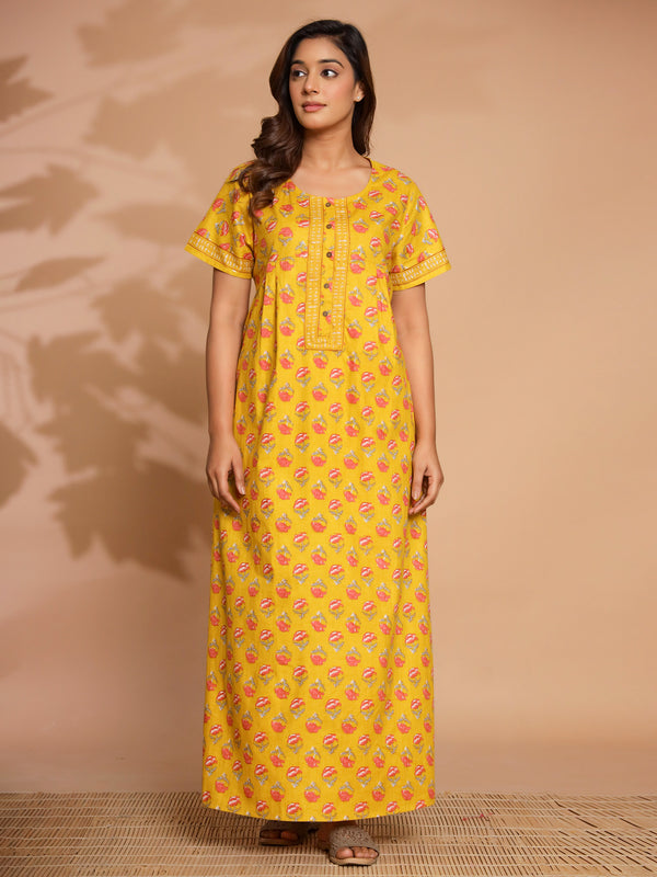 Yellow  Essential Button-Up Nighty