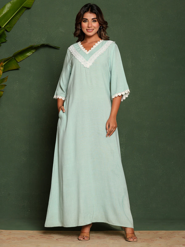 Mint Green Viscose Lace Nighty
